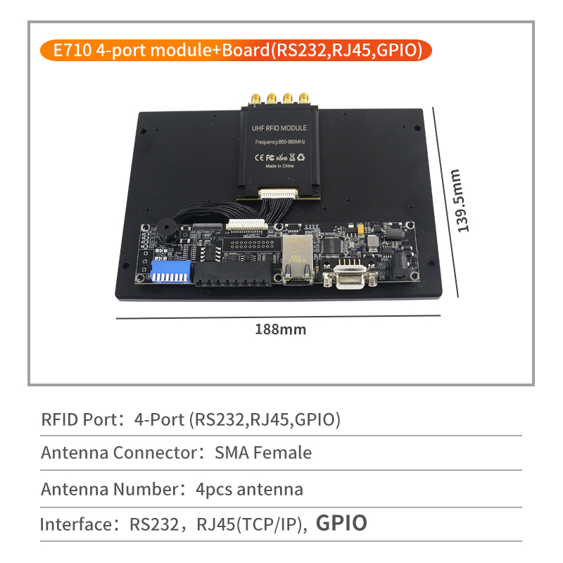 FM-E704 4-port RFID module RJ45 RS232 GPIO Kit